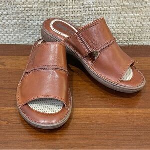 NWOT Børn Flores II Leather Slide Sandals Cognac Brown TRU Opanka 11
